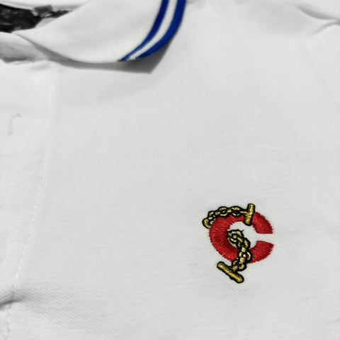 White Polo Royal Blue Stripes