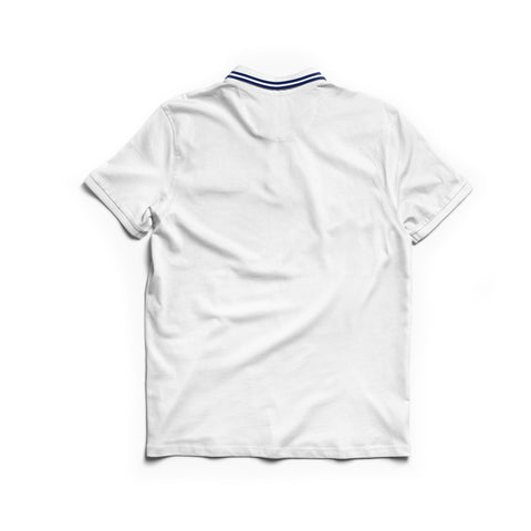 White Polo Royal Blue Stripes