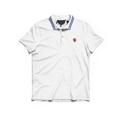 White Polo Royal Blue Stripes