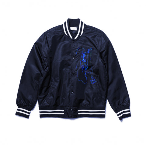 Varsity jacket sapphire blue rhinestone